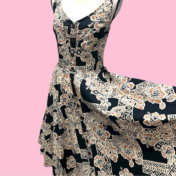 Hell Bunny Retro Hawaiian Kapa Tapa Tiki Pin-Up Dress NWT - Picture 3 of 10